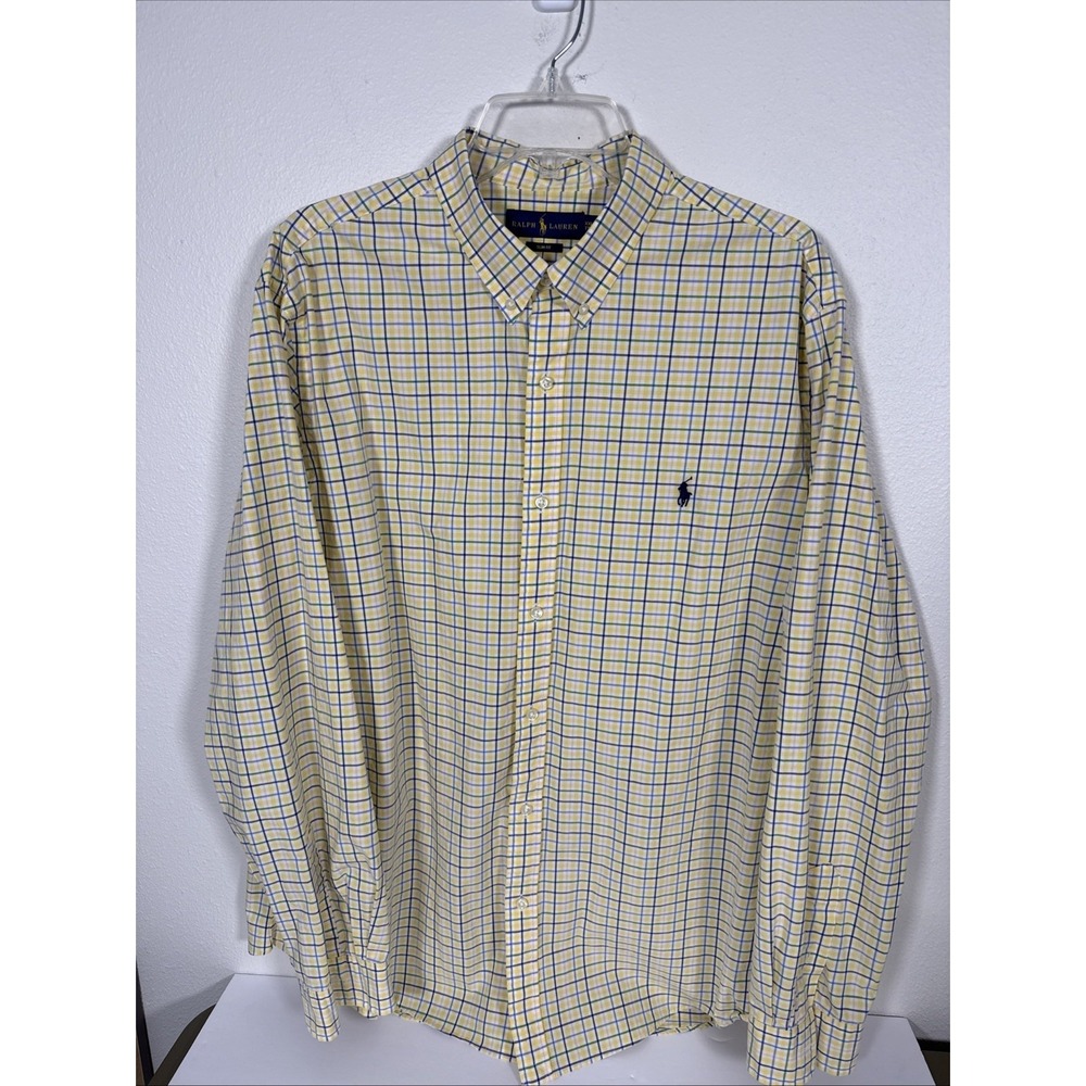 Ralph Lauren Slim Fit 18 1/2 Xxl‎ Plaid Button Up C2
